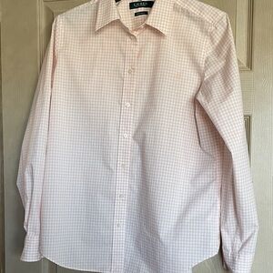 Ralph Lauren Women’s  Light Pink Checkered Dress Shirt